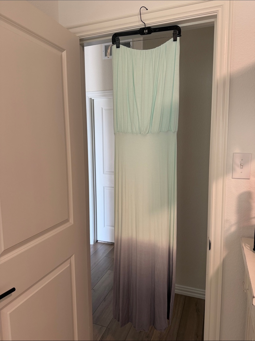 Young Fabulous & Broke Mint to Gray Ombre Strapless Maxi Dress